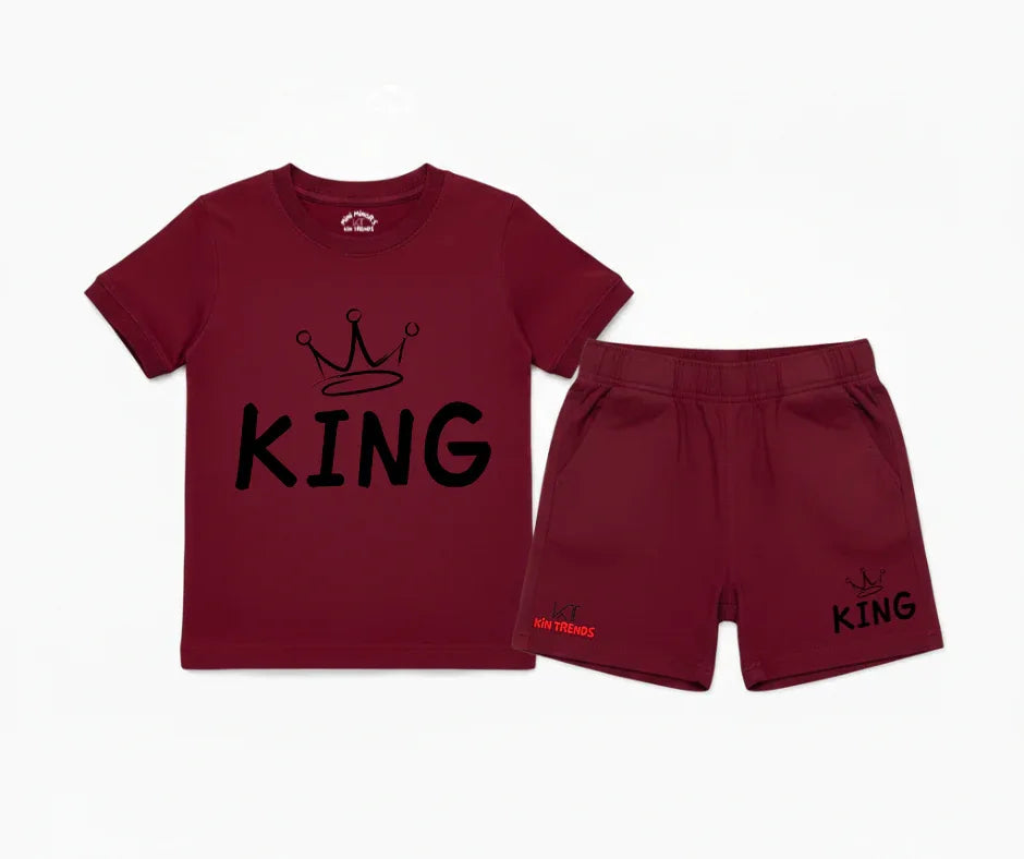 King Shorts Set | Kids T shirt and shorts | Mini Minors Kin Trends | Kintrends
