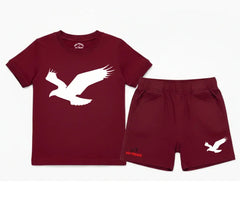 Maroon Horizon Eagle Shorts Set| T shirt and shorts| Mini Minors Kintrends