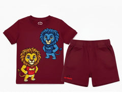 Kids Dual Lion Summer shorts Set | Kids T shirt and shorts| Mini Minors Kintrends