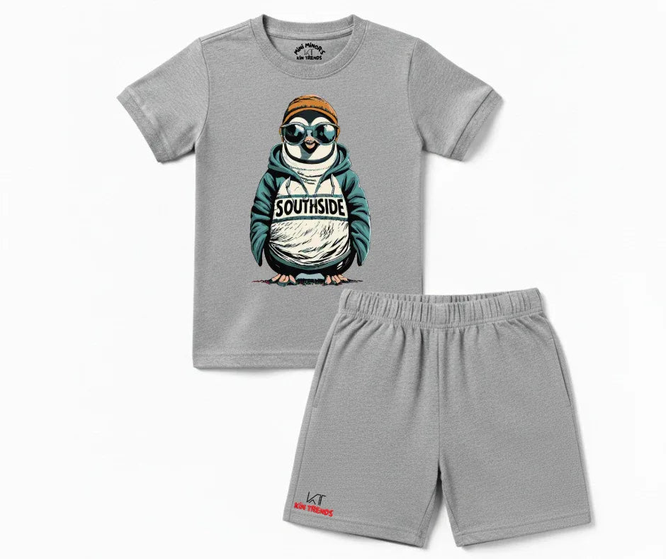 Southside Penguin Shorts Set | Kids T shirt and shorts | Mini Minors Kin Trends | Kintrends