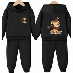 Music Lover Front back Printed Fleece Hoodie Tracksuit - Kin Trends
