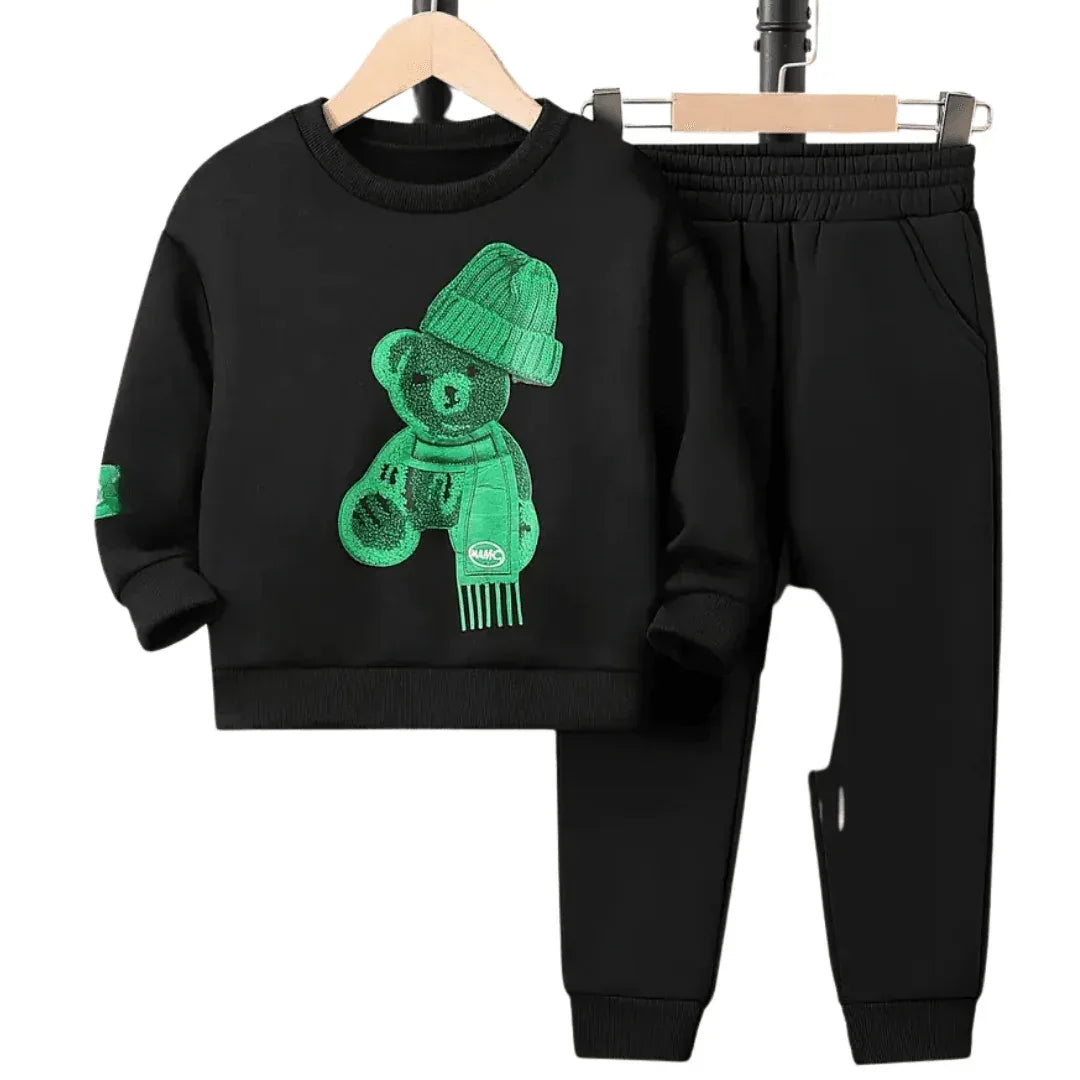 Greeny Cap Bear Fleece Trouser and Sweatshirt (Premium) - Kin Trends