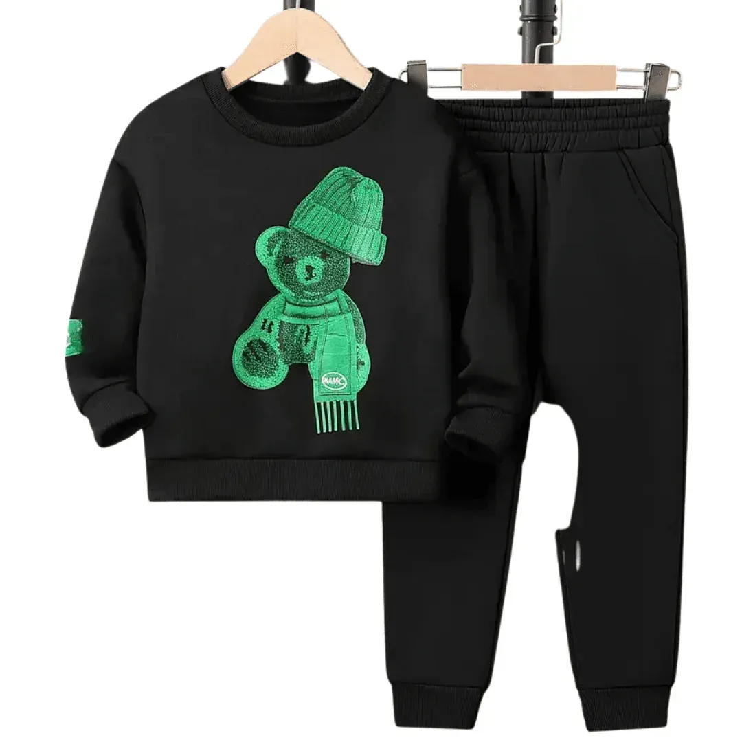 Greeny Cap Bear Fleece Trouser and Sweatshirt (Premium) - Kin Trends