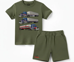 New Trucks Shorts Set (Not Embroidered) Kids T shirt and Shorts set | Mini Minors Kin Trends | Kintrends