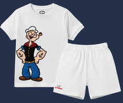 Popeye the Sailor Summer shorts Set (Embroidery Style)| Kids T shirt and shorts| Mini Minors Kintrends