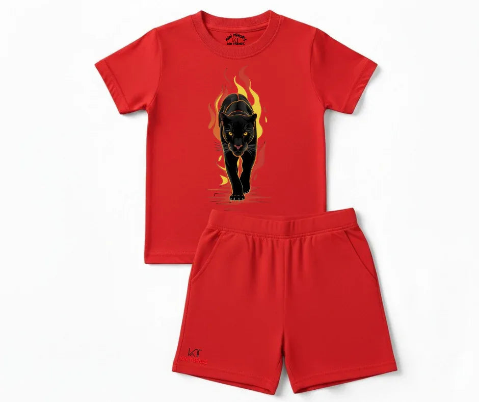 Black Lion Shorts Set | Kids T shirt and shorts | Mini Minors Kin Trends | Kintrends
