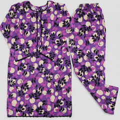 Purple Flora ??2 Piece Premium Lawn Kurta Trouser for Girls