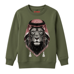 Royal Arab Lion with Shemagh Scarf Printed Kids Winter Sweatshirt