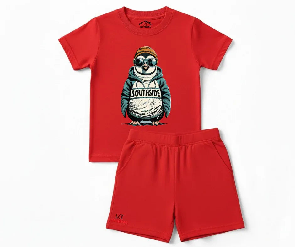 Southside Penguin Shorts Set | Kids T shirt and shorts | Mini Minors Kin Trends | Kintrends