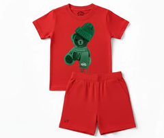 Greeny Bear Shorts Set (Not Embroidered) Kids T shirt and shorts | Mini Minors Kin Trends | Kintrends