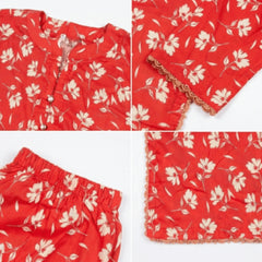 Red Flora ??2 Piece Premium Lawn Kurta Trouser for Girls