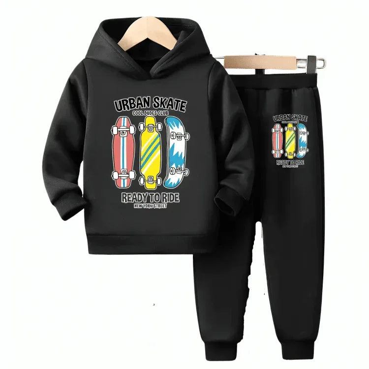 Urban Skate Fleece Hoodie Tracksuit - Kin Trends