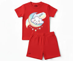 Sleeping Cloud Summer shorts Set (Embroidery Style)| Kids T shirt and shorts| Mini Minors Kintrends