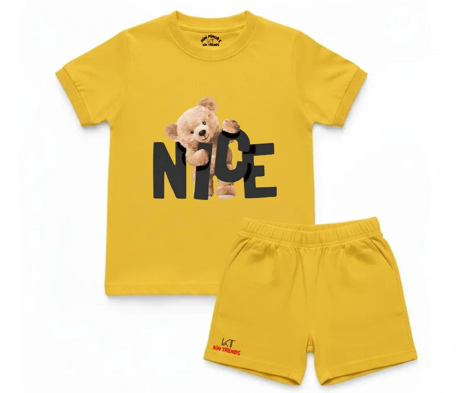Nice Bear Shorts Set | Kids T shirt and shorts | Mini Minors Kin Trends | Kintrends