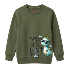 Dino-Mite Dude Sunglasses Dinosaur Printed Kids Winter Sweatshirt