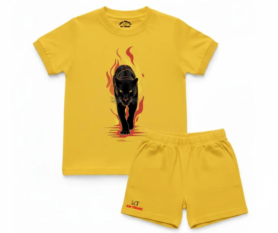 Black Lion Shorts Set | Kids T shirt and shorts | Mini Minors Kin Trends | Kintrends