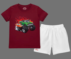 Monster Truck T Shirt and Brown Shorts Set| Mini Minors Kintrends
