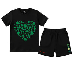 Green Heart Shorts Set | Kids T shirt and shorts | Mini Minors Kin Trends | Kintrends
