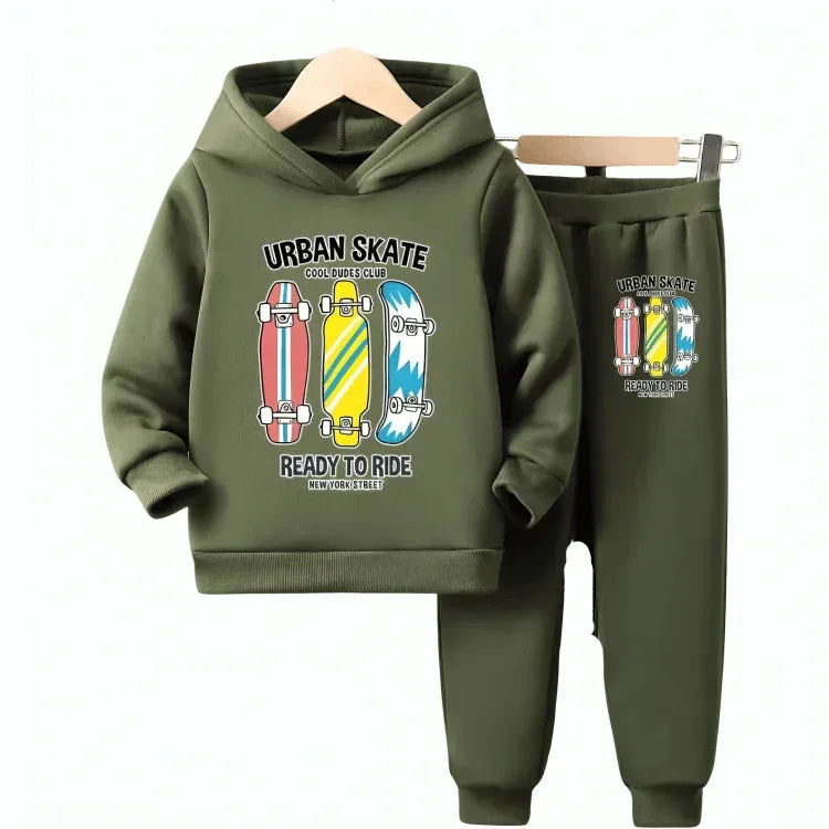 Urban Skate Fleece Hoodie Tracksuit - Kin Trends
