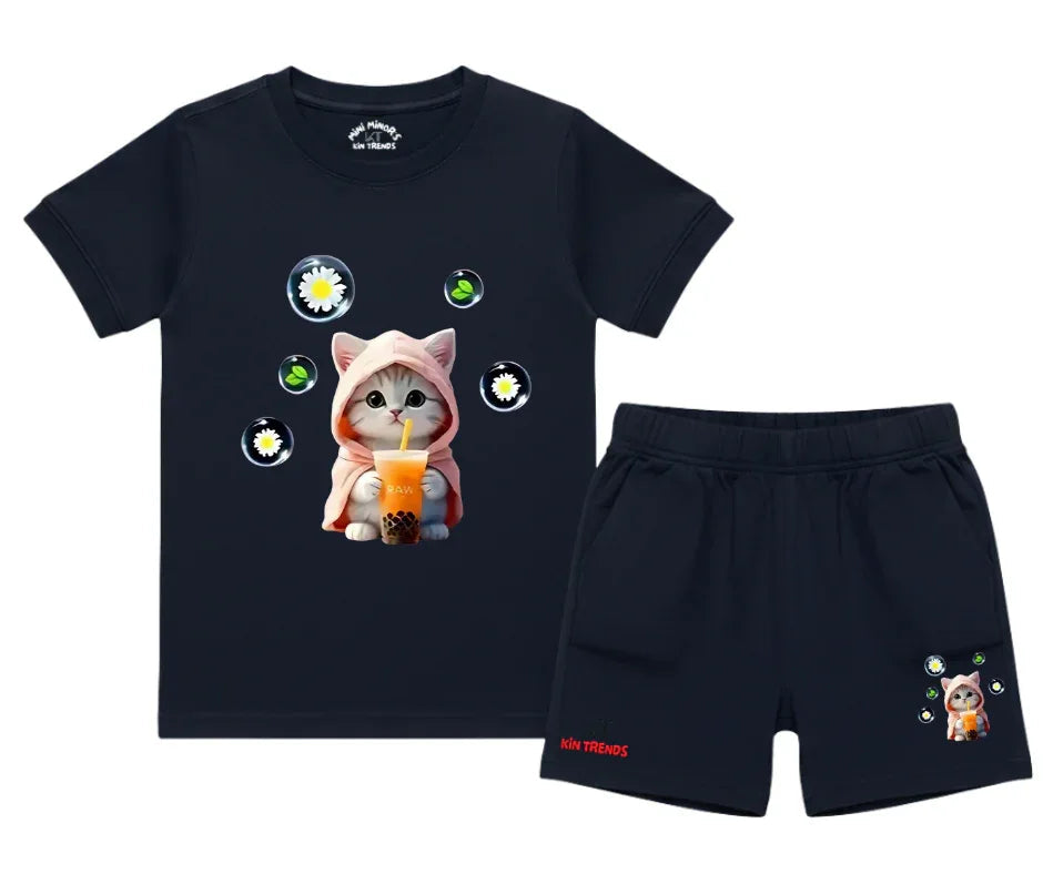 Cutest Cat Shorts Set | Kids T shirt and shorts | Mini Minors Kin Trends | Kintrends