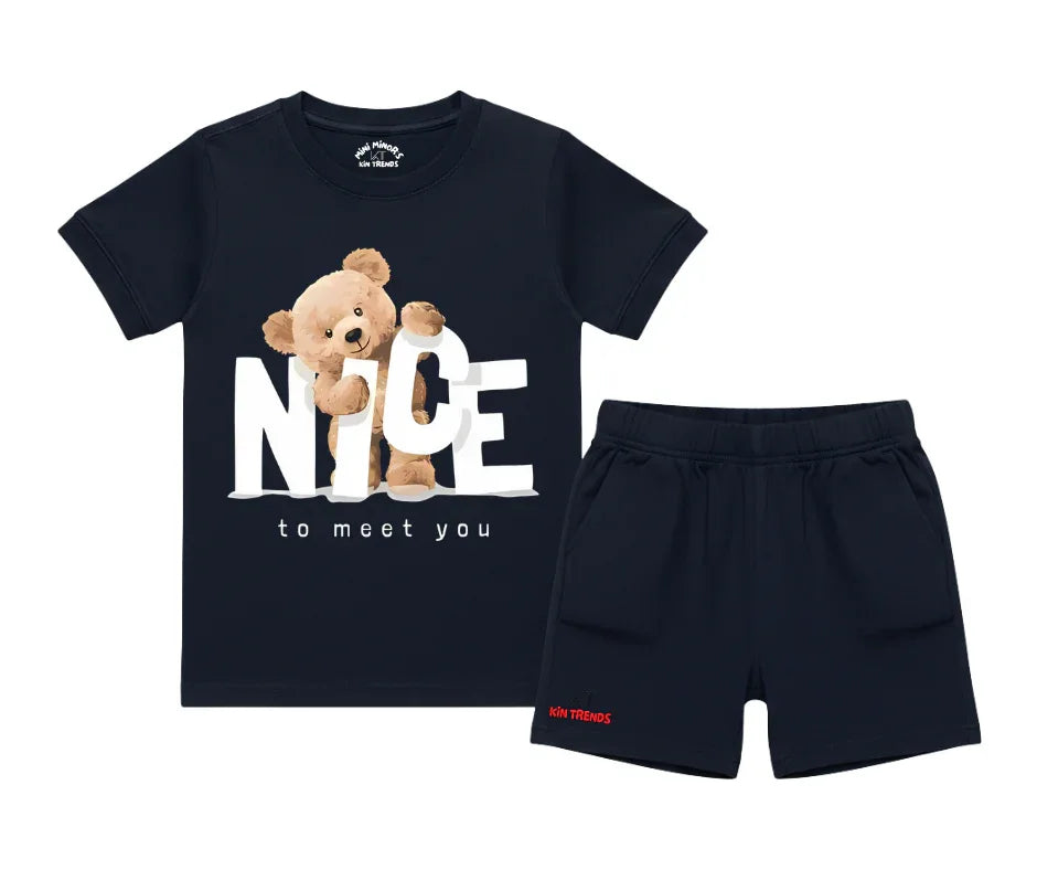 Nice Bear Shorts Set | Kids T shirt and shorts | Mini Minors Kin Trends | Kintrends