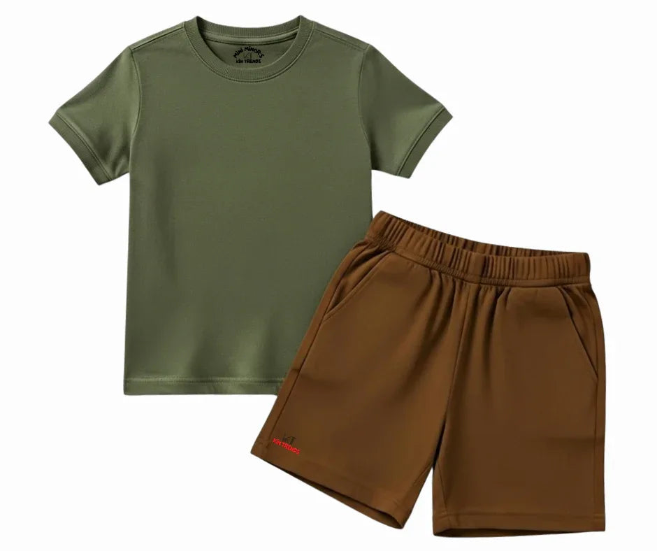 20+ Contrast Color Plain Shorts Set | Mini Minors Kintrends