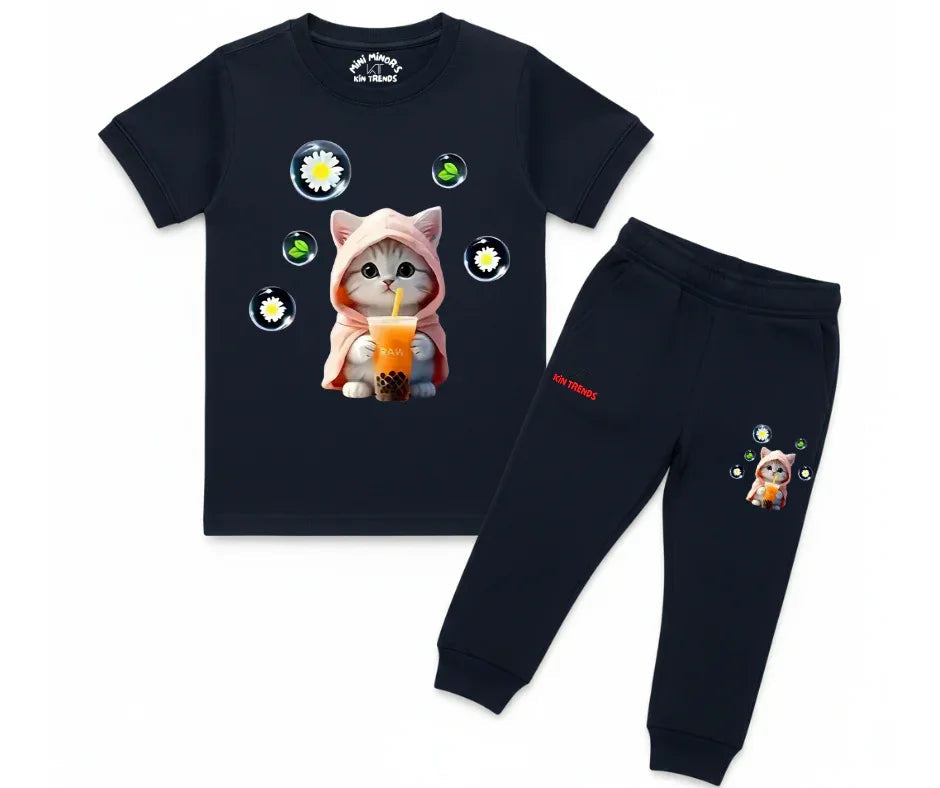 Cutest Cat Tracksuit | Kids T shirt and trouser | Mini Minors Kin Trends | Kintrends