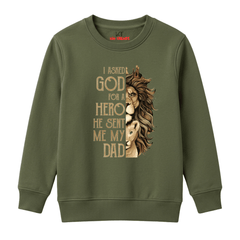 My Dad My Hero Lion Family Kids Winter Sweatshirt