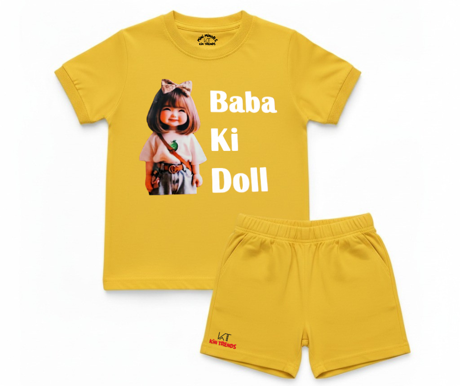 Baba Ki Doll Summer shorts Set | Kids T shirt and shorts| Mini Minors Kintrends