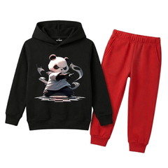 Kung Fu Panda Ninja Warrior Printed Kids Winter Fleece Tracksuit - 2 Pcs