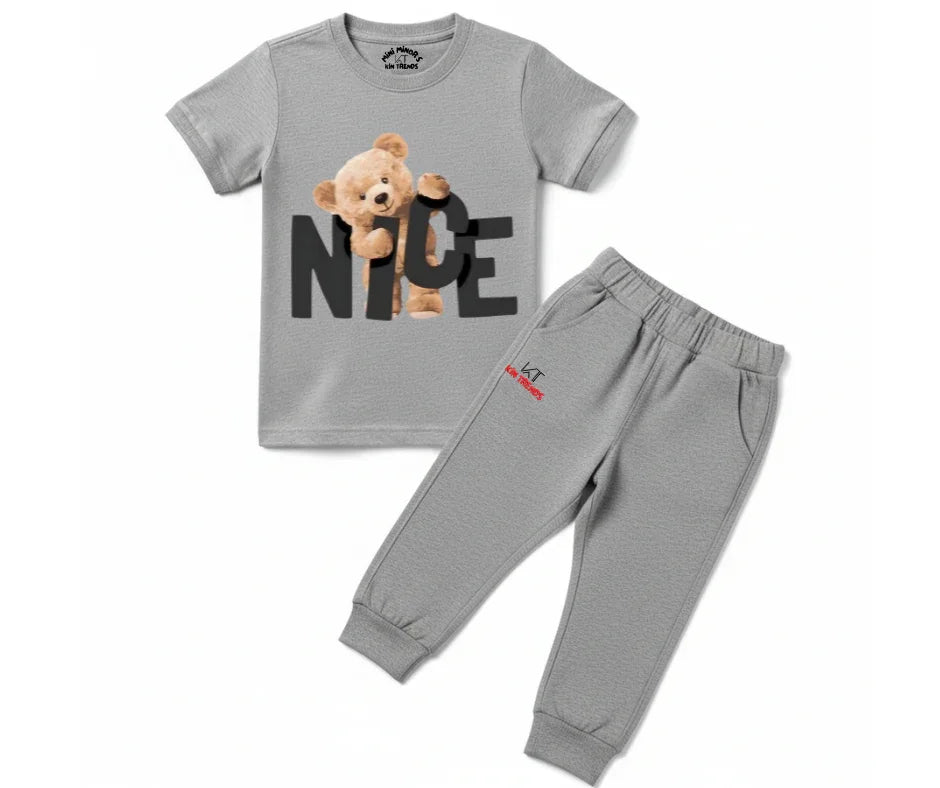 Nice Bear Summer Tracksuit | Kids T shirt and trouser | Mini Minors Kin Trends | Kintrends