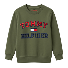 Kids Olive Green Premium Tommy Style Graphic Winter Fleece