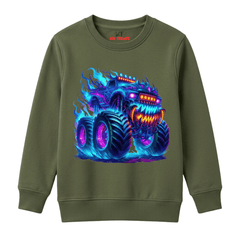 Boys Olive Green Flamin Big Wheels Truck Print Winter Wear