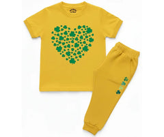 Green Heart Tracksuit | Kids T shirt and trouser | Mini Minors Kin Trends | Kintrends