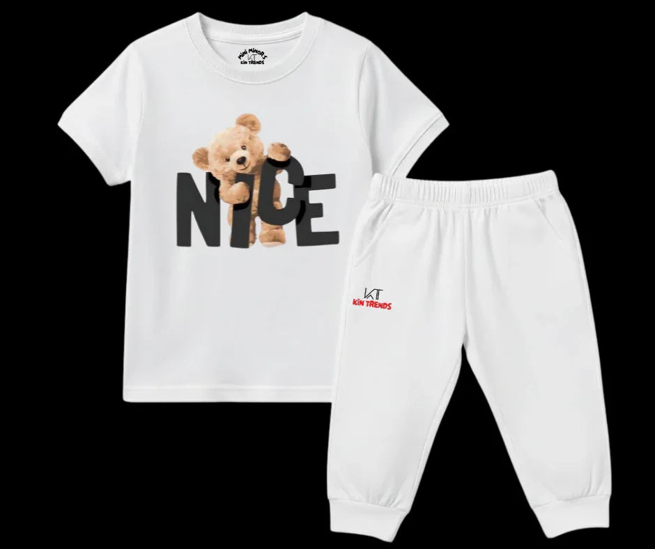 Nice Bear Summer Tracksuit | Kids T shirt and trouser | Mini Minors Kin Trends | Kintrends
