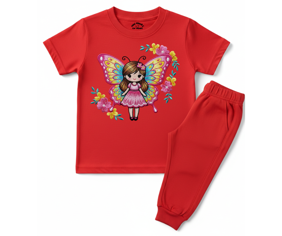 Fairy Butterfly Summer Tracksuit (Embroidery Style Print) | Mini Minors Kintrends