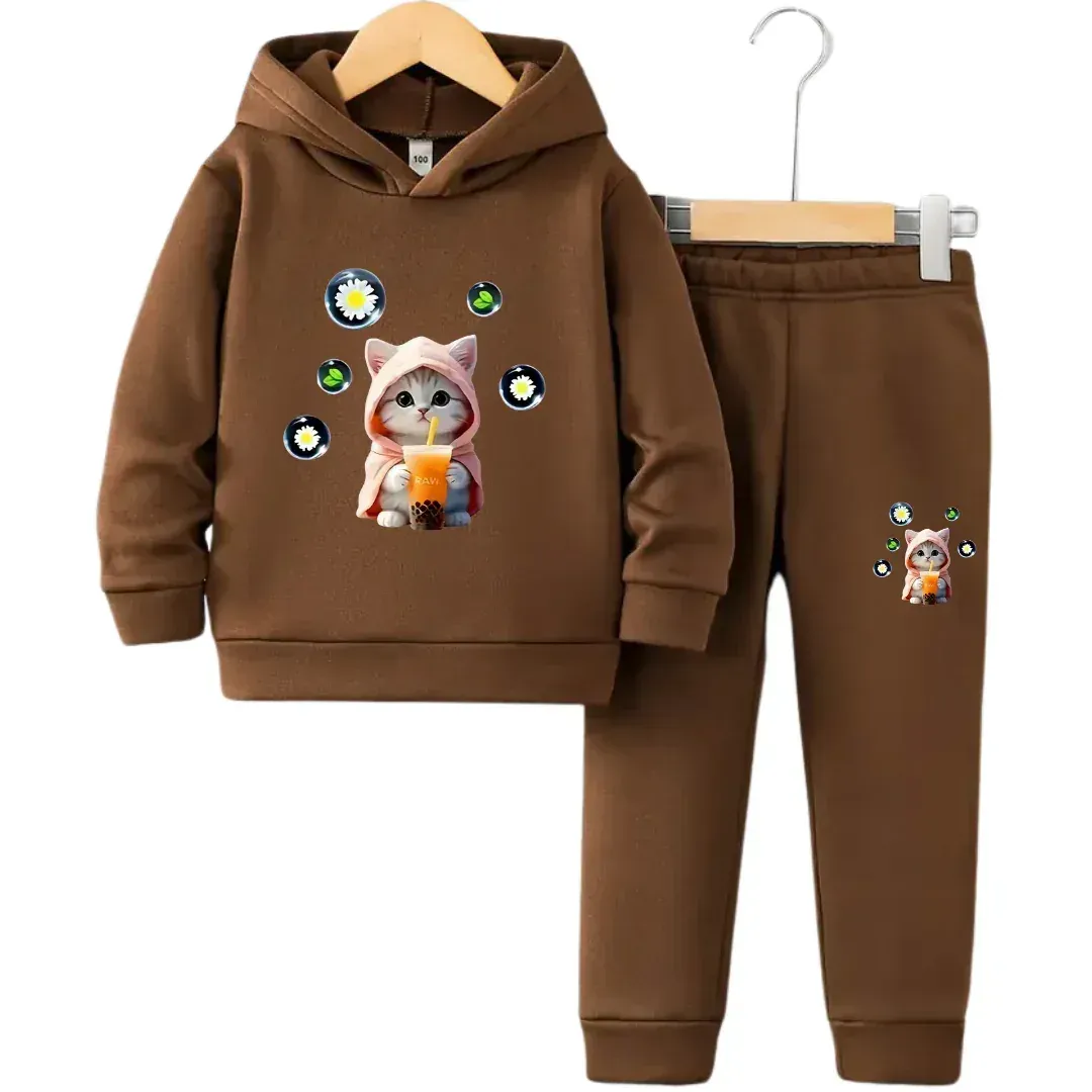 Cutest Cat Fleece Hoodie Tracksuit - Kin Trends