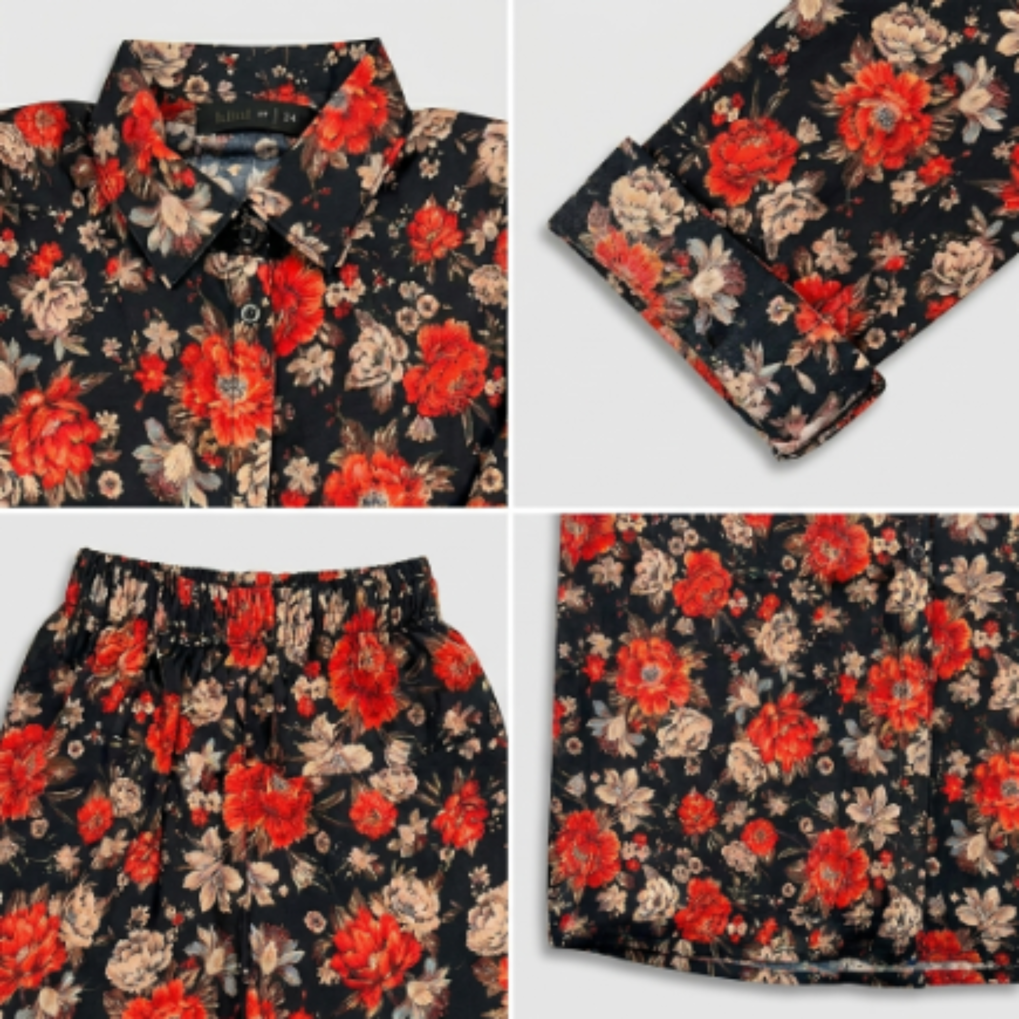 Black Rose – 2 Piece Premium Lawn Kurta Trouser shirt-collar for Girls