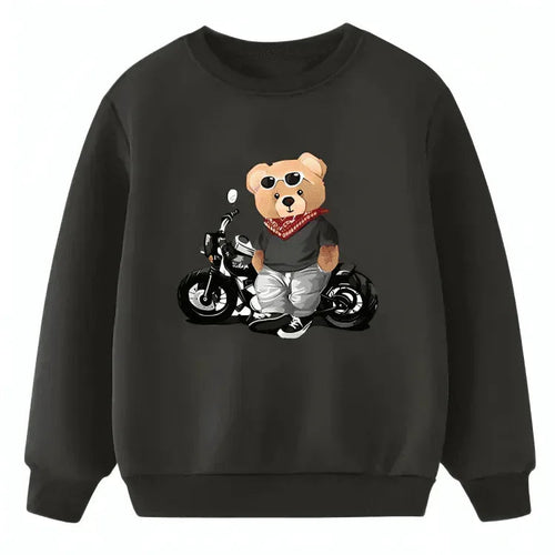 Biker Bear Fleece Sweatshirt - Kin Trends