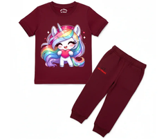 Girls Unicorn & Heart Graphic Summer Tracksuit | Mini Minors Kintrends