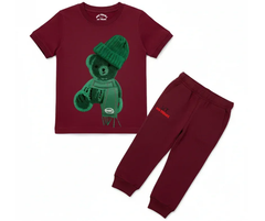 Greeny bear Tracksuit (Not Embroidered) Kids T shirt and trouser | Mini Minors Kin Trends | Kintrends