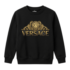 VRSC Medusa Luxury Gold Print Kids Winter Crewneck Sweatshirt
