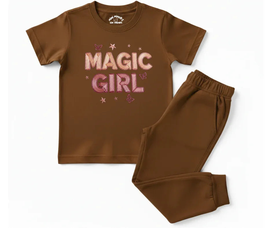 Premium Magic Girl Tracksuit (Not Embroidered) | Kids T shirt and trouser | Mini Minors Kin Trends | Kintrends