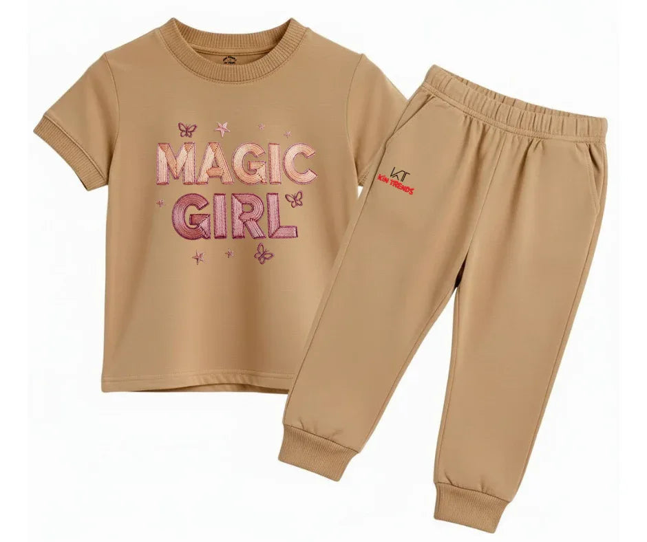 Premium Magic Girl Tracksuit (Not Embroidered) | Kids T shirt and trouser | Mini Minors Kin Trends | Kintrends