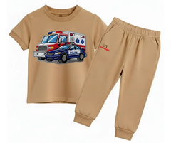Ambulance Police Tracksuit (Not Embroidered) Kids T shirt and trouser set | Mini Minors Kin Trends | Kintrends