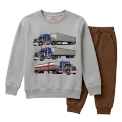 Trucks & Oil Tankers  Kids Winter Sweatshirt Tracksuit - 2 Pcs