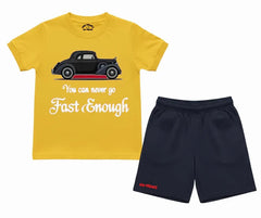 Fast Enough Slogan Summer set| Kids T shirt and shorts| Mini Minors Kintrends