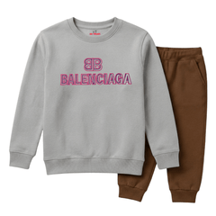 Kids Light Grey & Brown BLNCGA Style Graphic Winter Suit