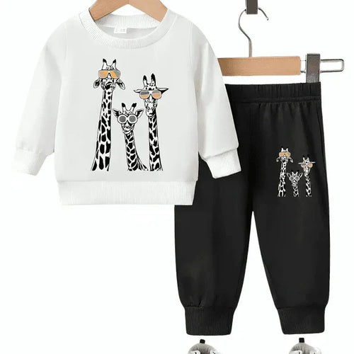 Cute Giraffe Fleece Tracksuit - Kin Trends