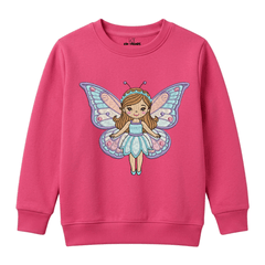 Magical Butterfly Fairy Character Kids Winter Crewneck Sweatshirt